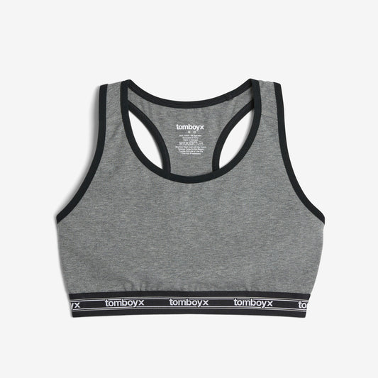 TomboyX Racerback Soft Bra - Charcoal Retro Logo