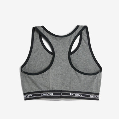 TomboyX Racerback Soft Bra - Charcoal Retro Logo