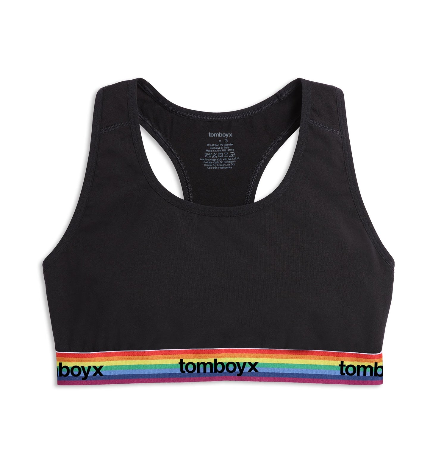 TomboyX Racerback Soft Bra - Black Rainbow Logo