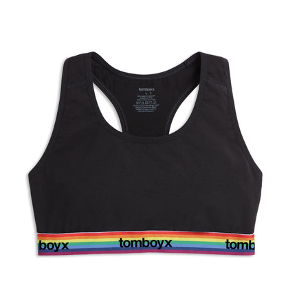 TomboyX Racerback Soft Bra - Black Rainbow Logo