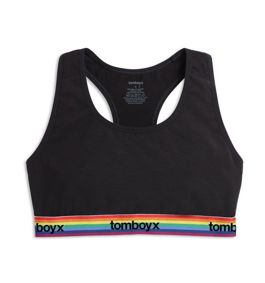 TomboyX Racerback Soft Bra - Black Rainbow Logo