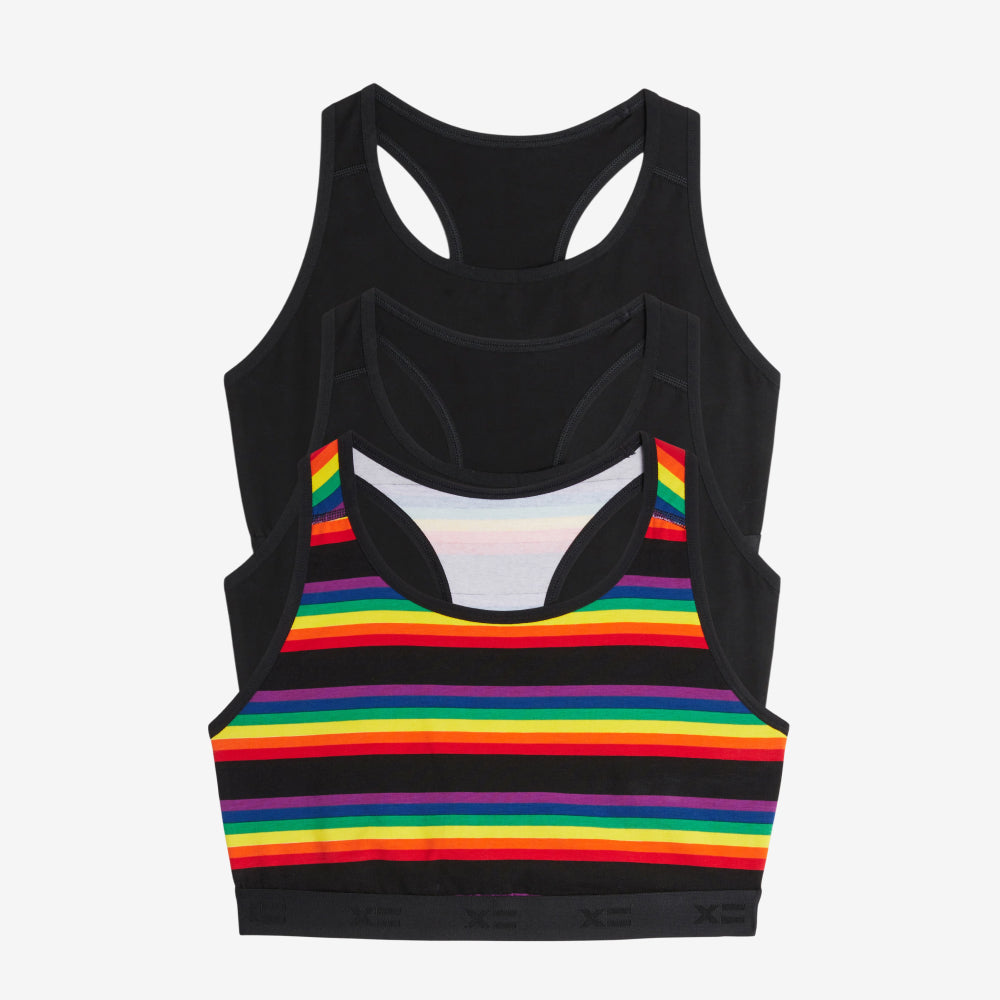 TomboyX Racerback Bra 3-Pack - Stripe Up