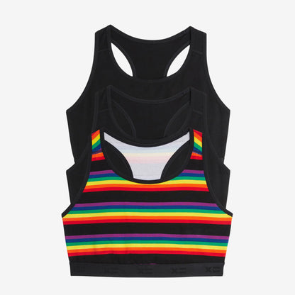 TomboyX Racerback Bra 3-Pack - Stripe Up