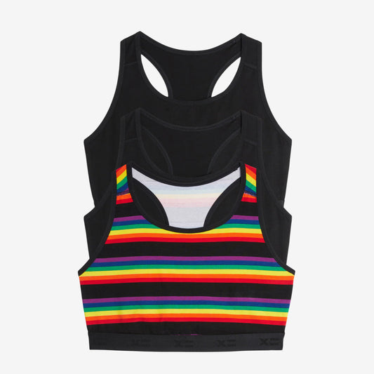 TomboyX Racerback Bra 3-Pack - Stripe Up