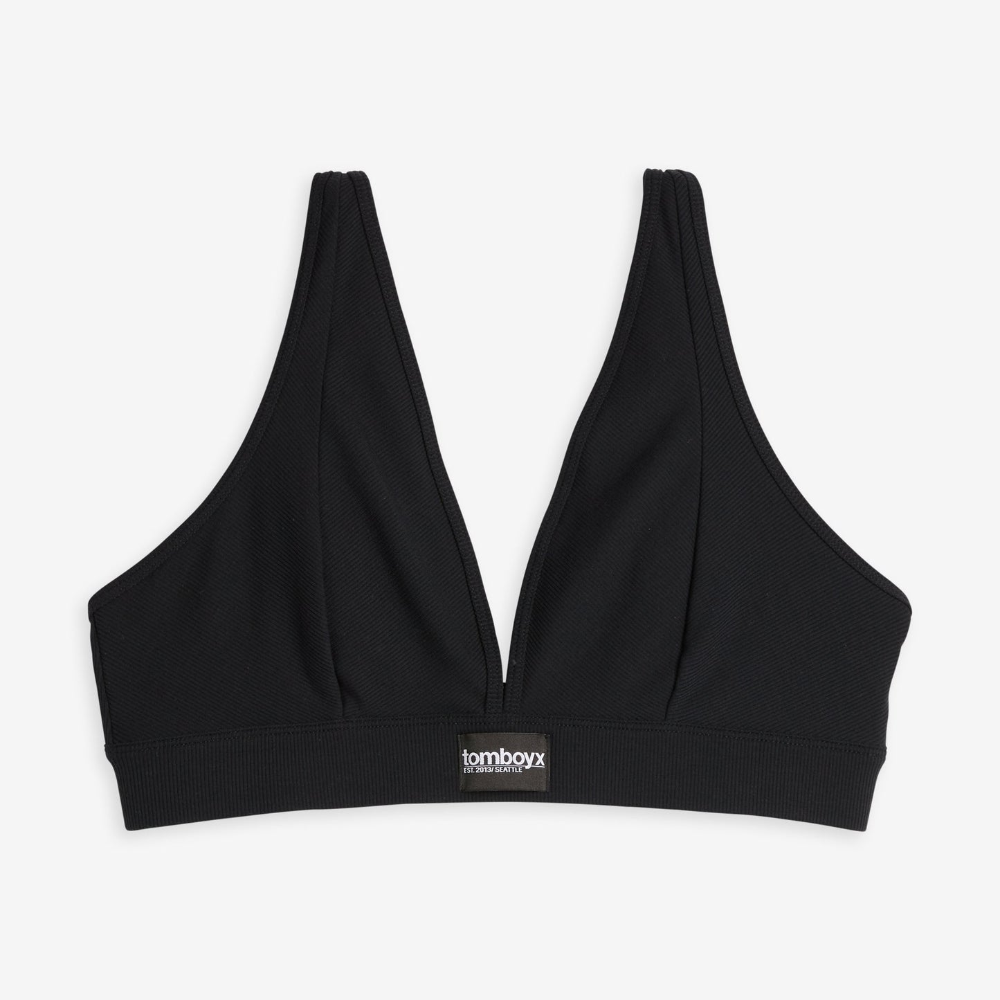 TomboyX Bamboo Rib Plunge Bra - Black