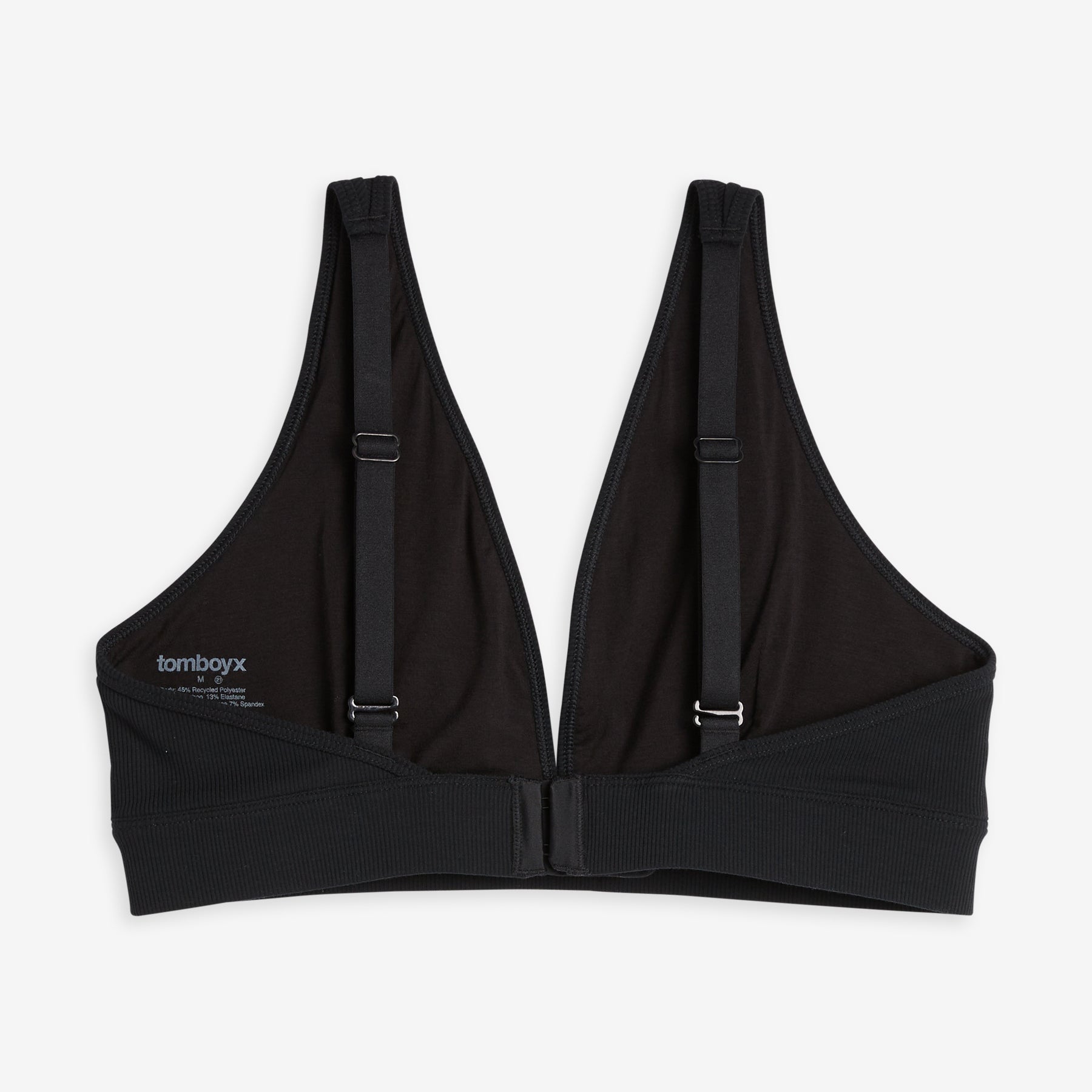 TomboyX Bamboo Rib Plunge Bra - Black