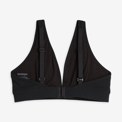 TomboyX Bamboo Rib Plunge Bra - Black