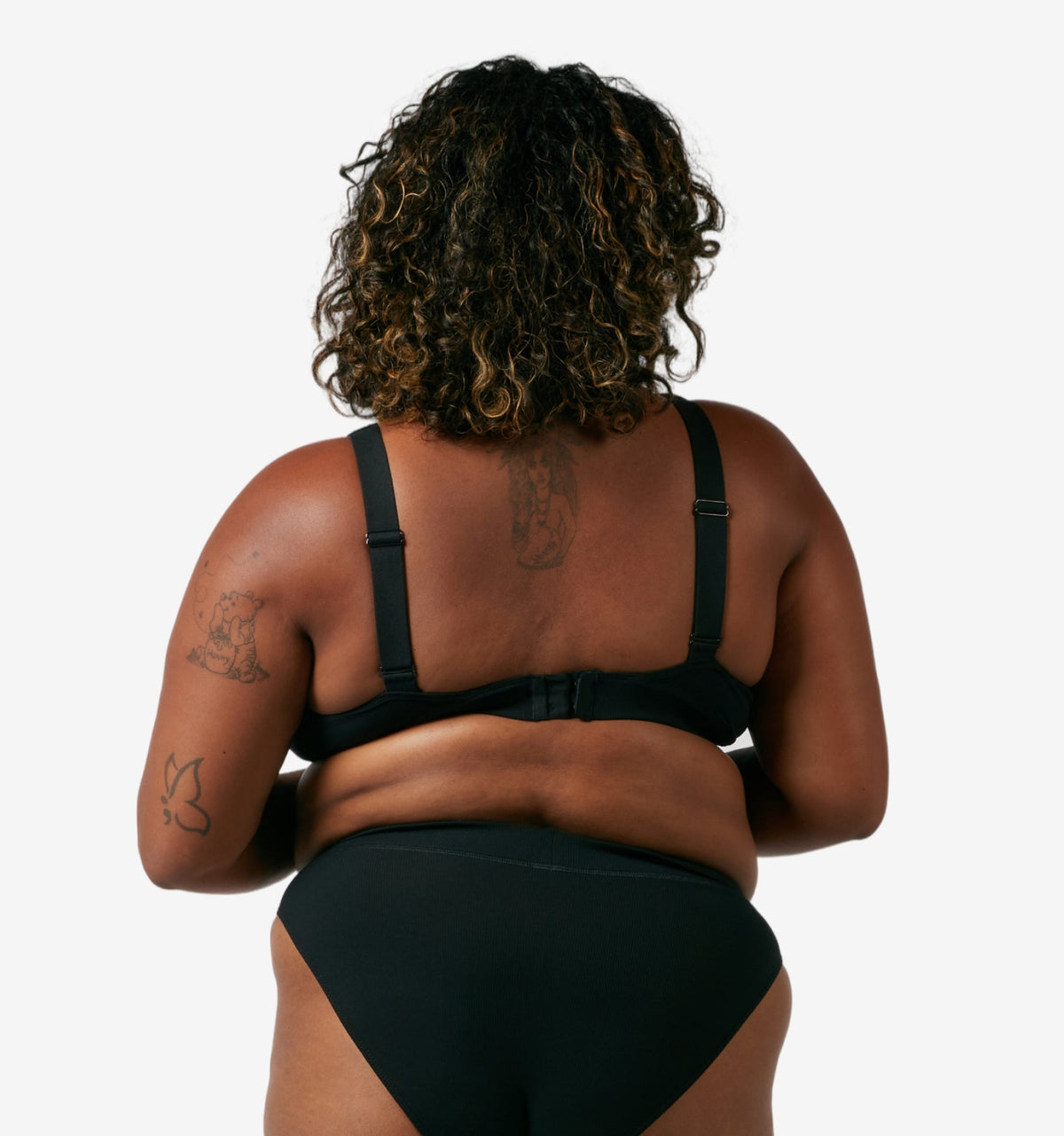 TomboyX Bamboo Rib Plunge Bra - Black