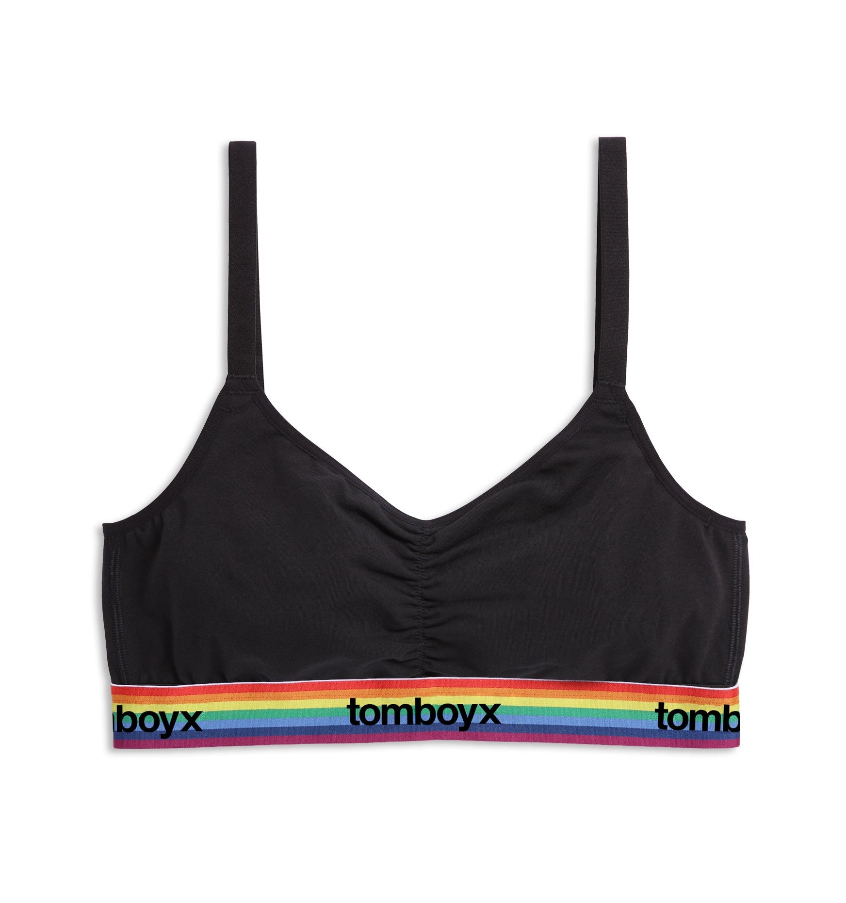 TomboyX V Neck Bralette - Black Rainbow Logo