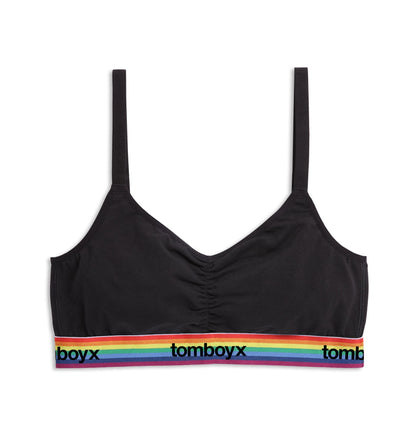 TomboyX V Neck Bralette - Black Rainbow Logo