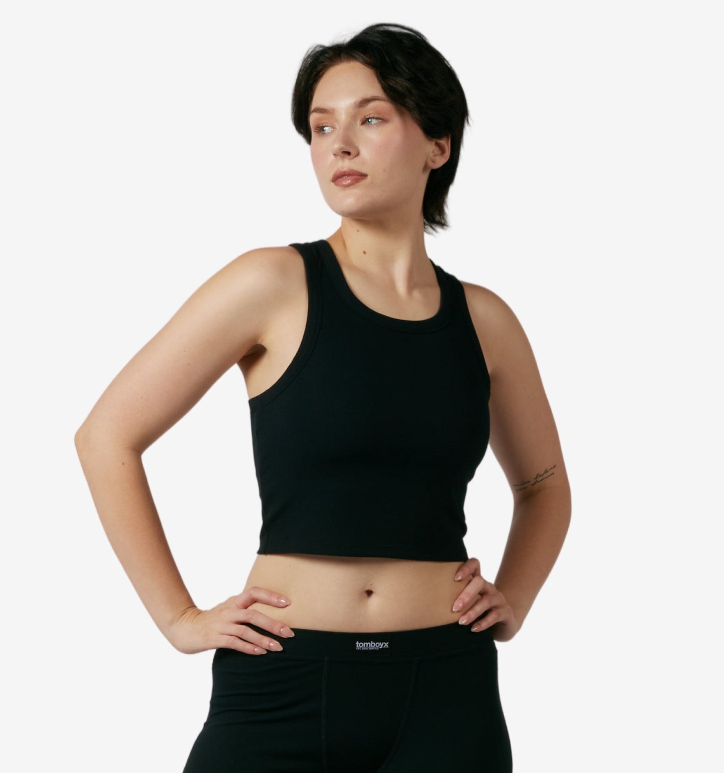 TomboyX Bamboo Rib Bra Top - Black