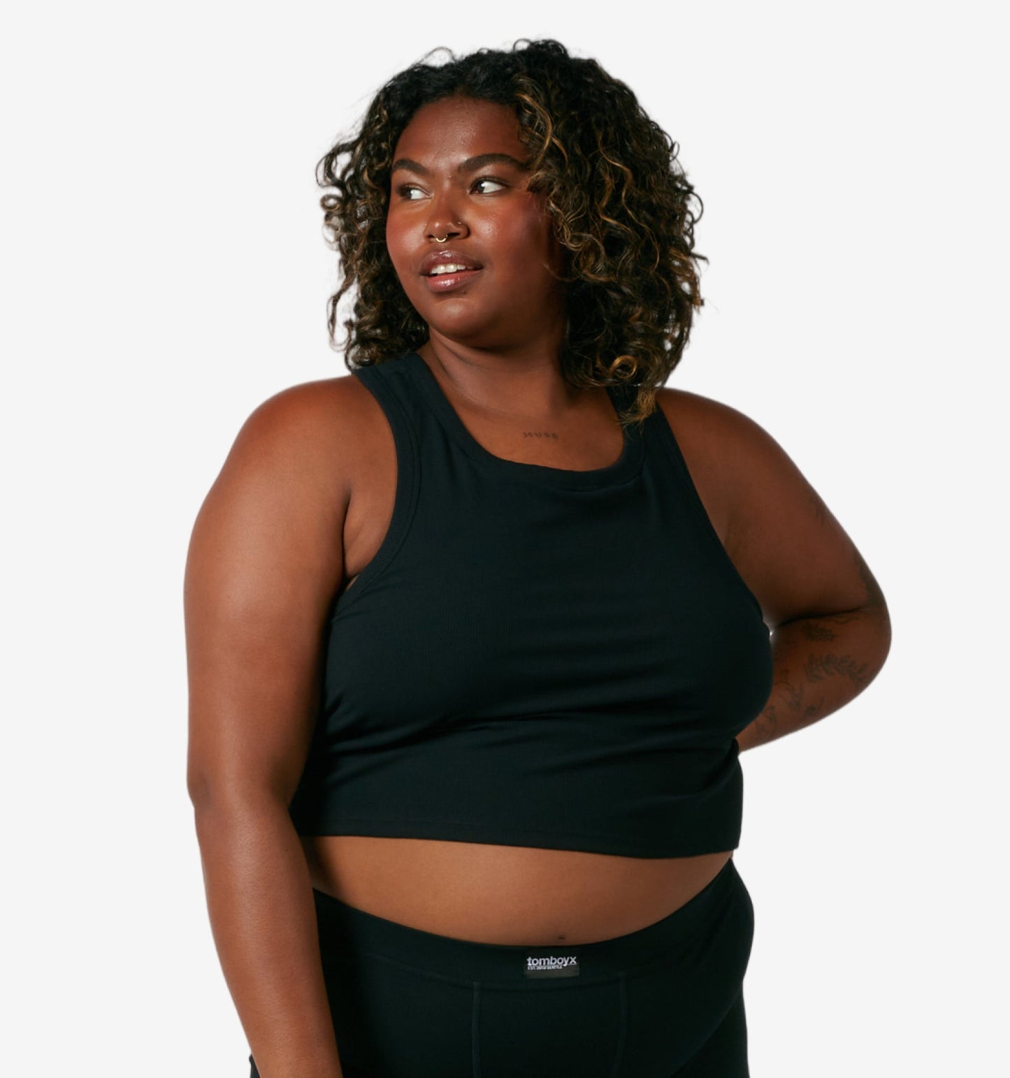 TomboyX Bamboo Rib Bra Top - Black
