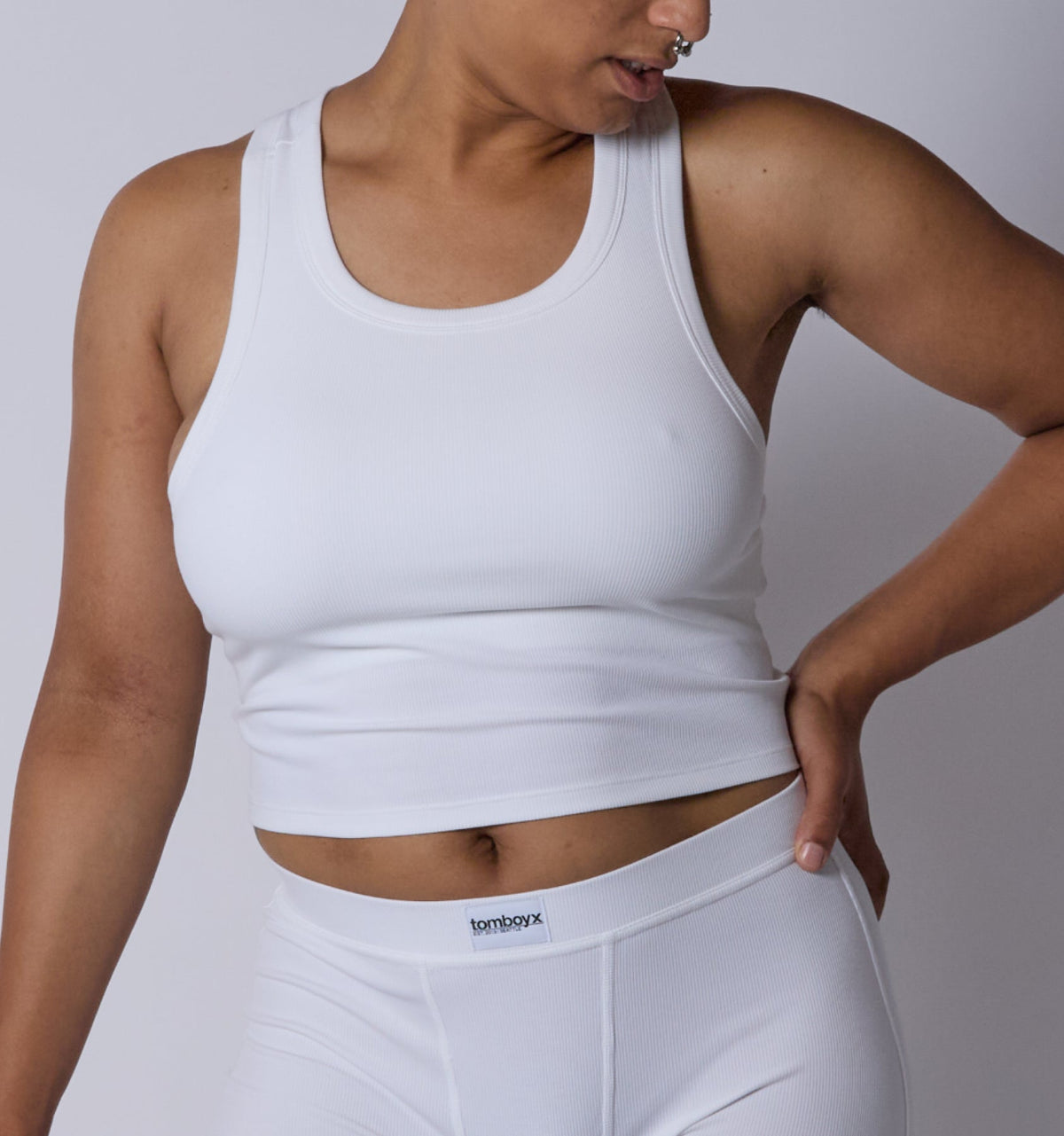 TomboyX Bamboo Rib Bra Top - Bright White