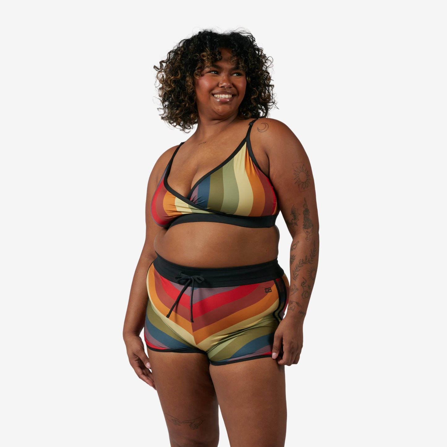 TomboyX Swim Wrap Top - Rainbow Wave