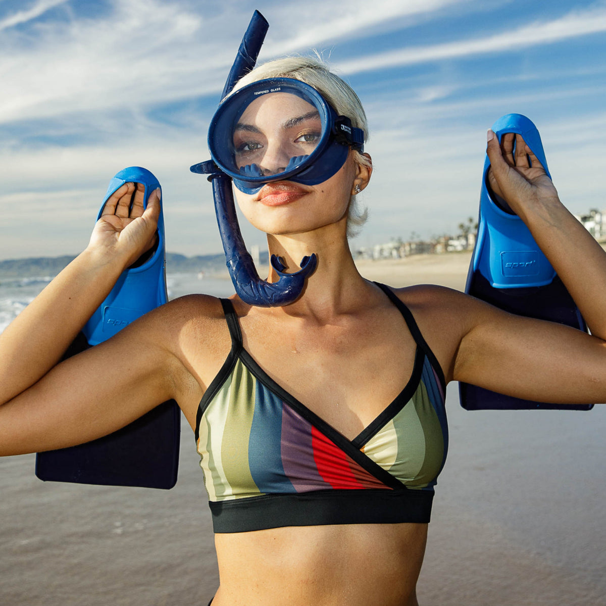 TomboyX Swim Wrap Top - Rainbow Wave