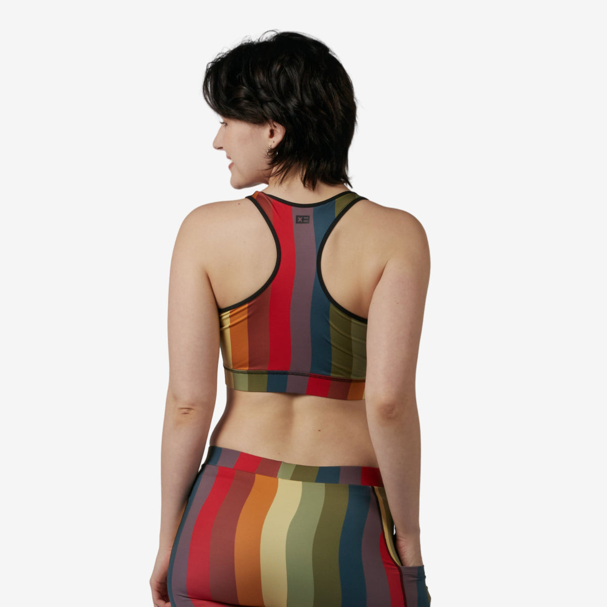 TomboyX Swim Racerback Zip Compression Top - Rainbow Wave