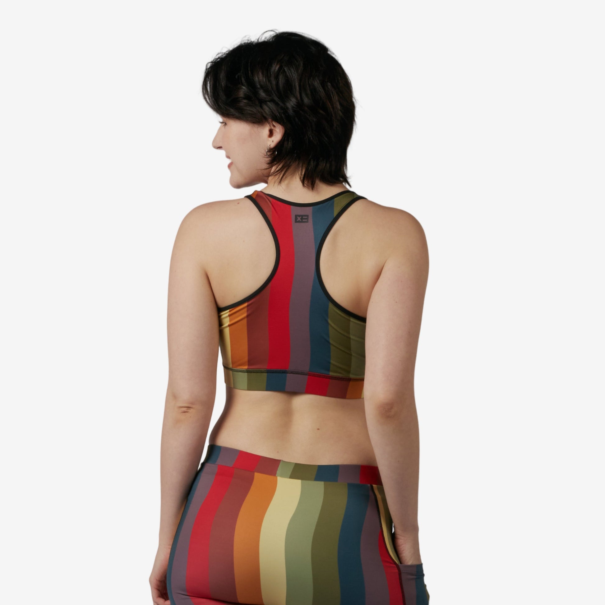 TomboyX Swim Racerback Zip Compression Top - Rainbow Wave