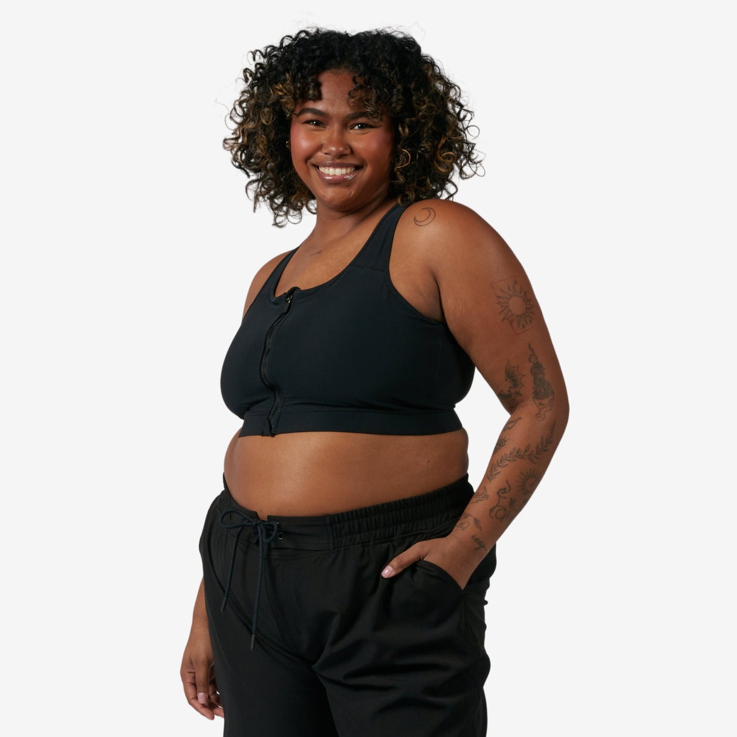 TomboyX Swim Racerback Zip Compression Top - Jelly Magic