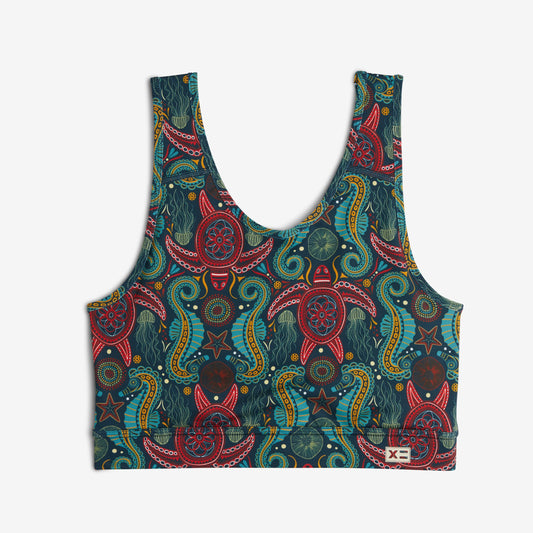 TomboyX Swim Sport Compression Top - Marine Mosaic