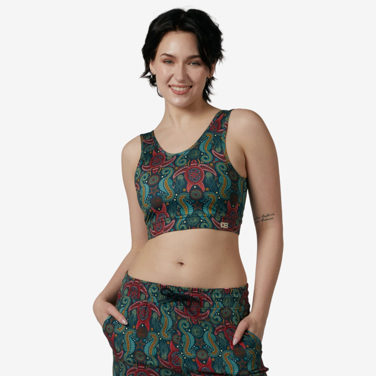 TomboyX Swim Sport Compression Top - Marine Mosaic