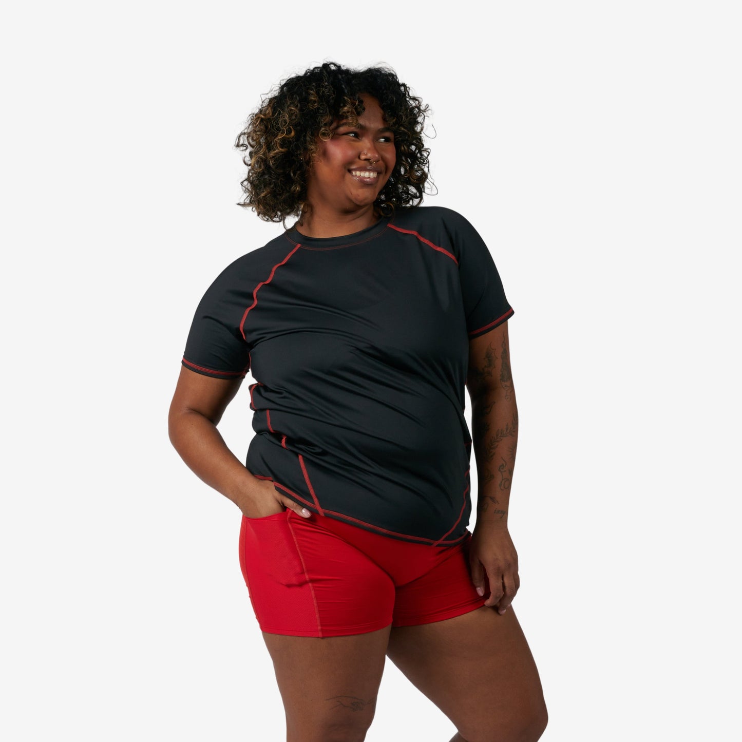 TomboyX Swim Rashguard Tee - Red Edge