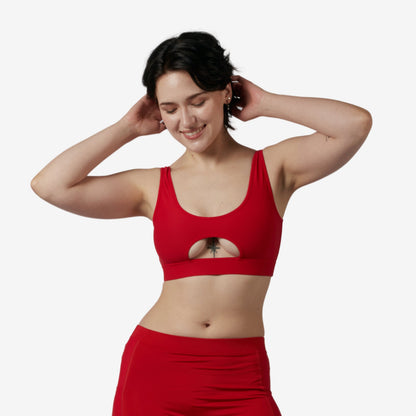 TomboyX Swim Solarmesh Peekaboo Top - Red