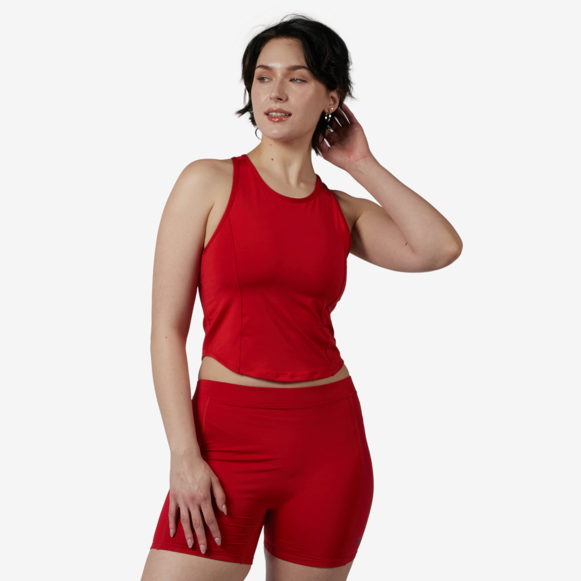 TomboyX Swim High Neck Top - Red