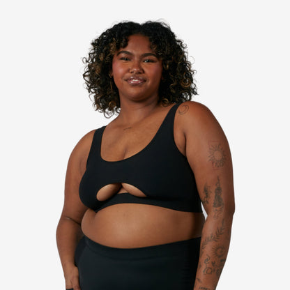 TomboyX Swim Solarmesh Peekaboo Top - Black
