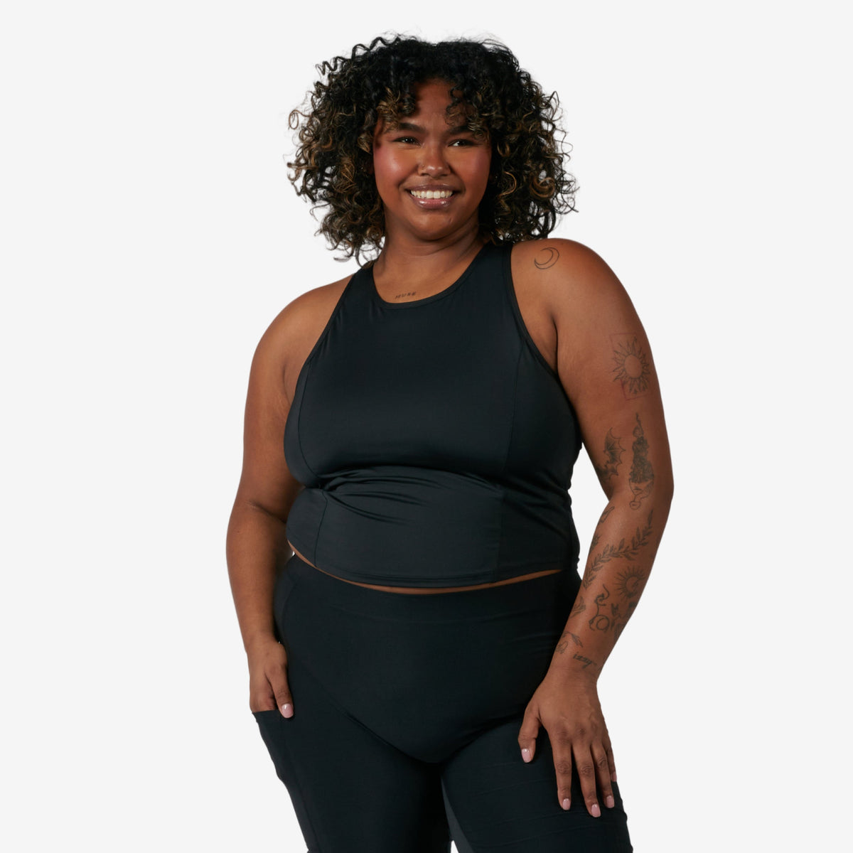 TomboyX Swim High Neck Top - Black
