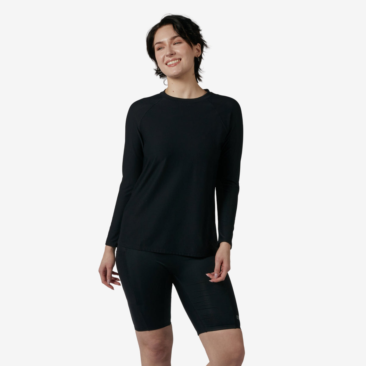 TomboyX Swim Solarmesh Long Sleeve Sun Guard - Black