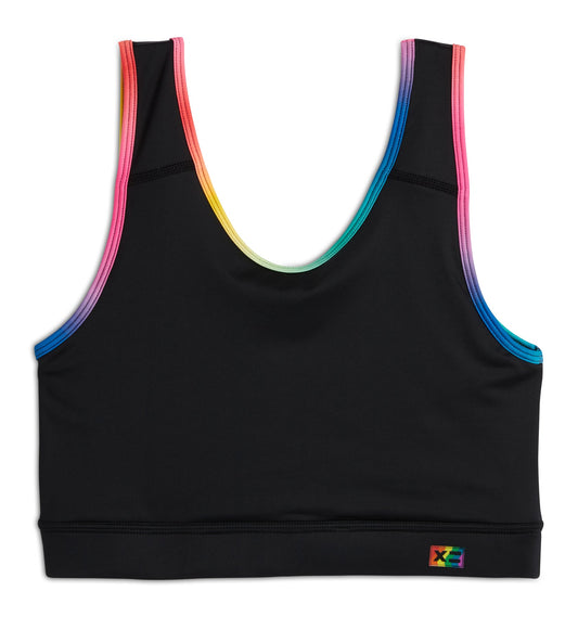 TomboyX Swim Sport Compression Top - Black Rainbow Ombre