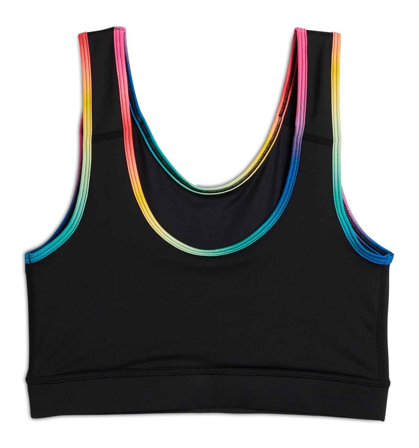TomboyX Swim Sport Compression Top - Black Rainbow Ombre