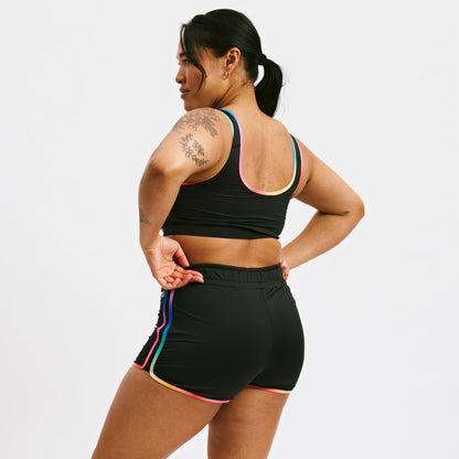 TomboyX Swim Sport Compression Top - Black Rainbow Ombre