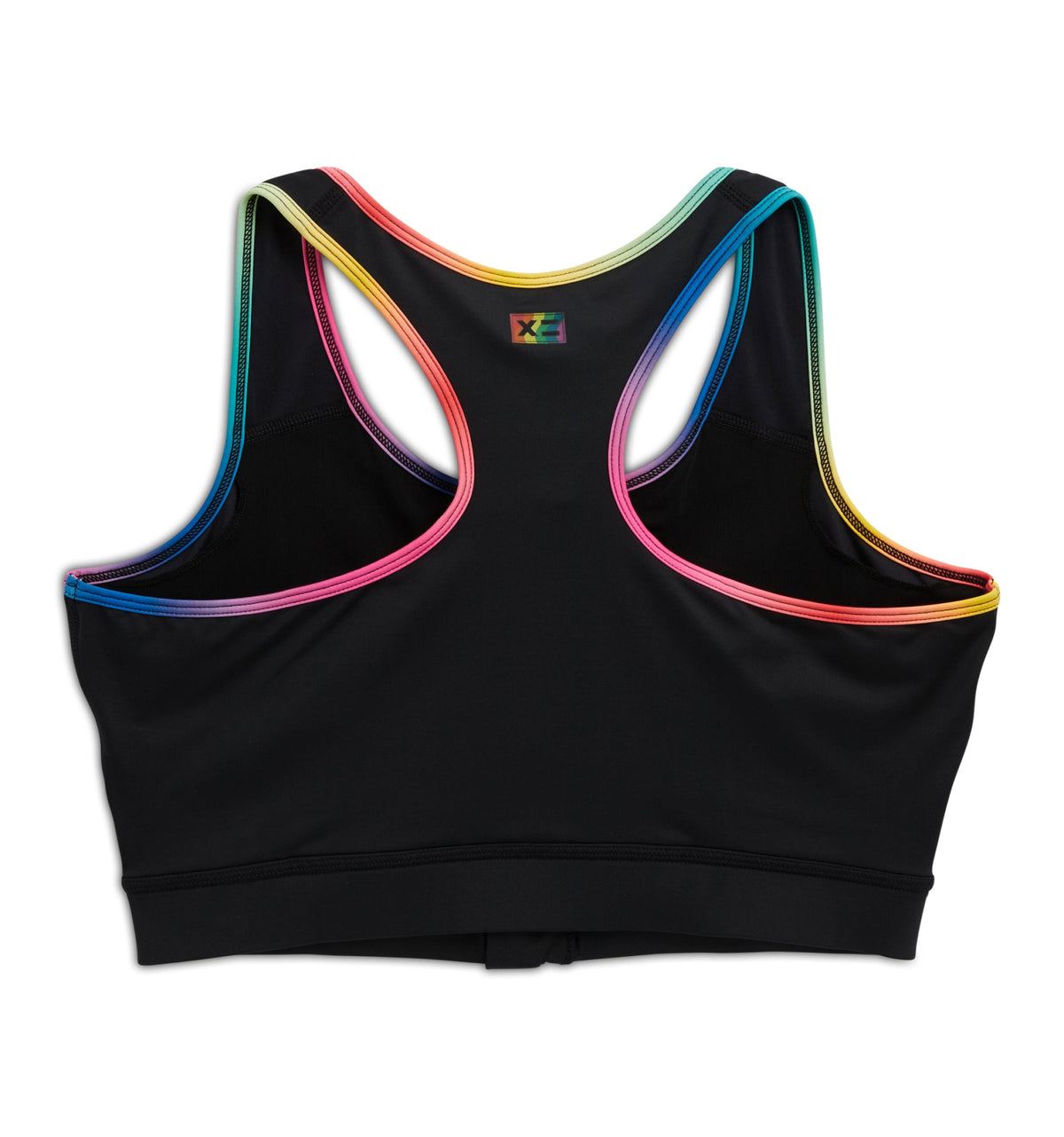 TomboyX Swim Racerback Zip Compression Top - Black Rainbow Ombre