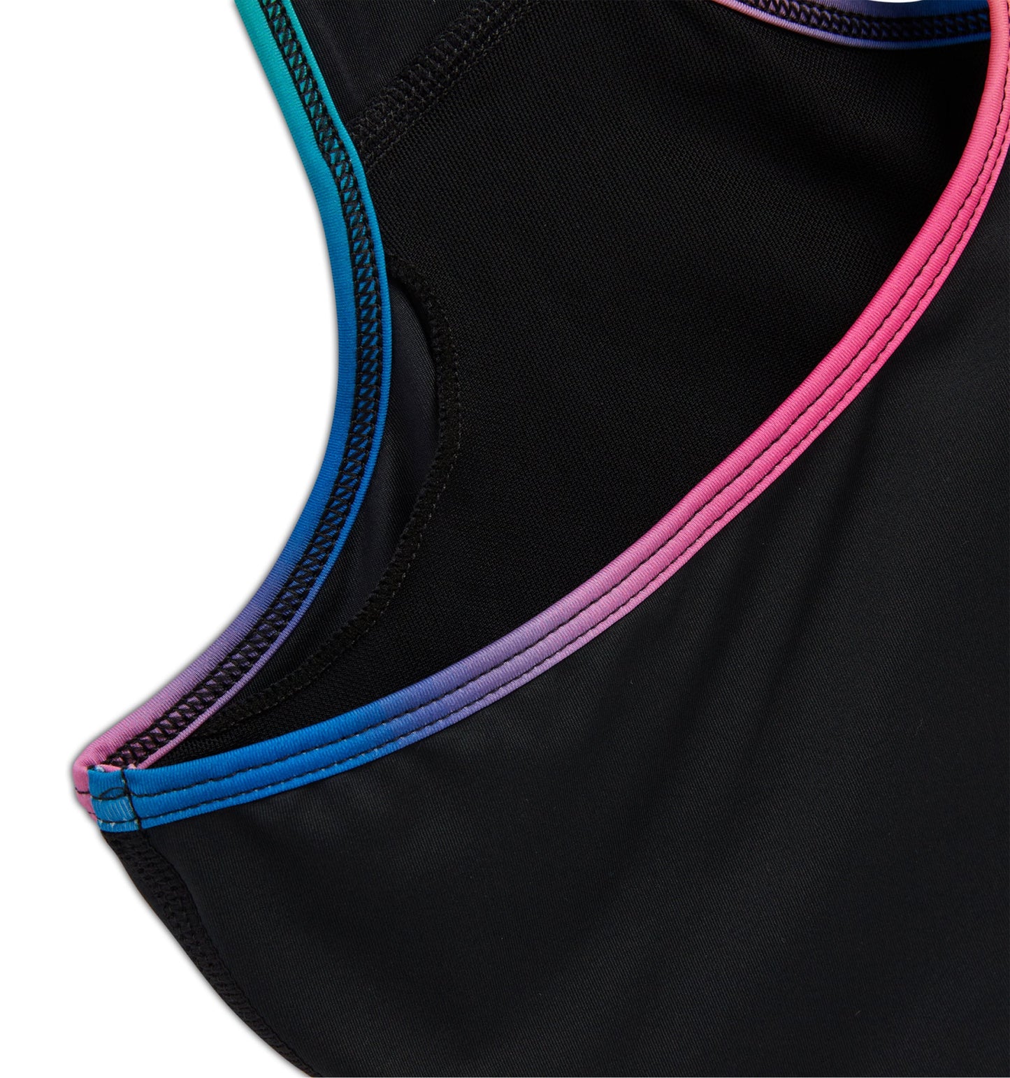 TomboyX Swim Racerback Zip Compression Top - Black Rainbow Ombre