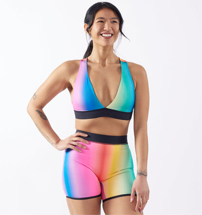 TomboyX Swim Reversible Plunge Top - Melting Rainbow