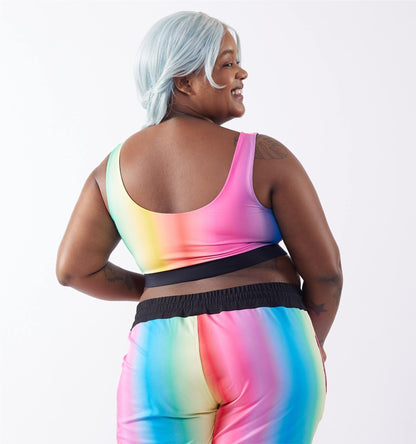 TomboyX Swim Reversible Sport Top - Melting Rainbow
