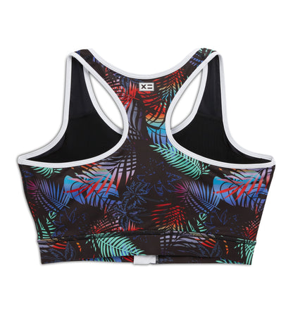 TomboyX Swim Racerback Zip Compression Top - Palm Dreams