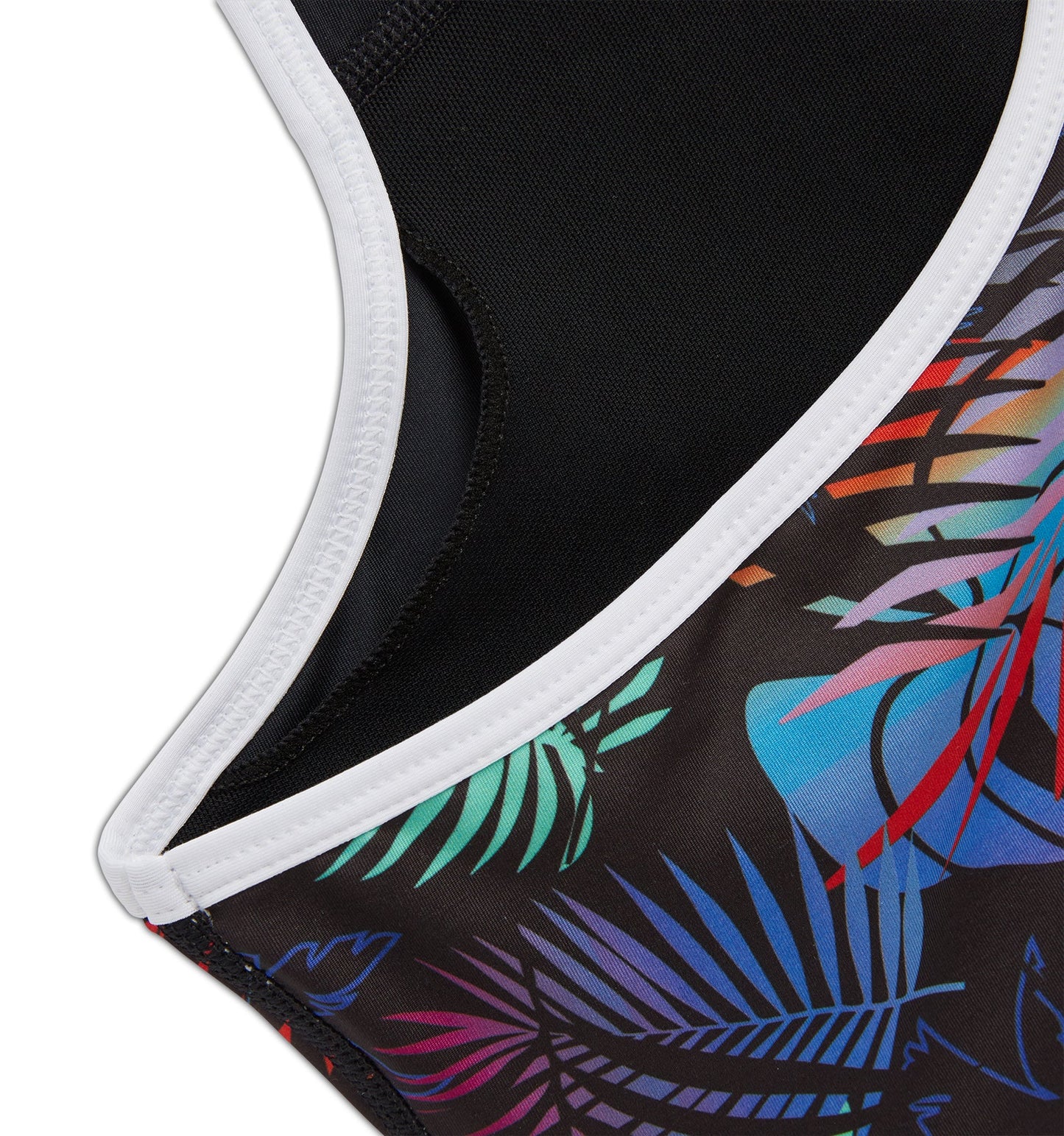 TomboyX Swim Racerback Zip Compression Top - Palm Dreams
