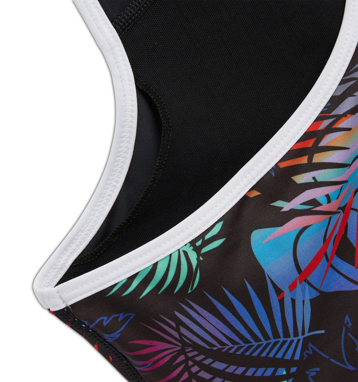 TomboyX Swim Racerback Zip Compression Top - Palm Dreams