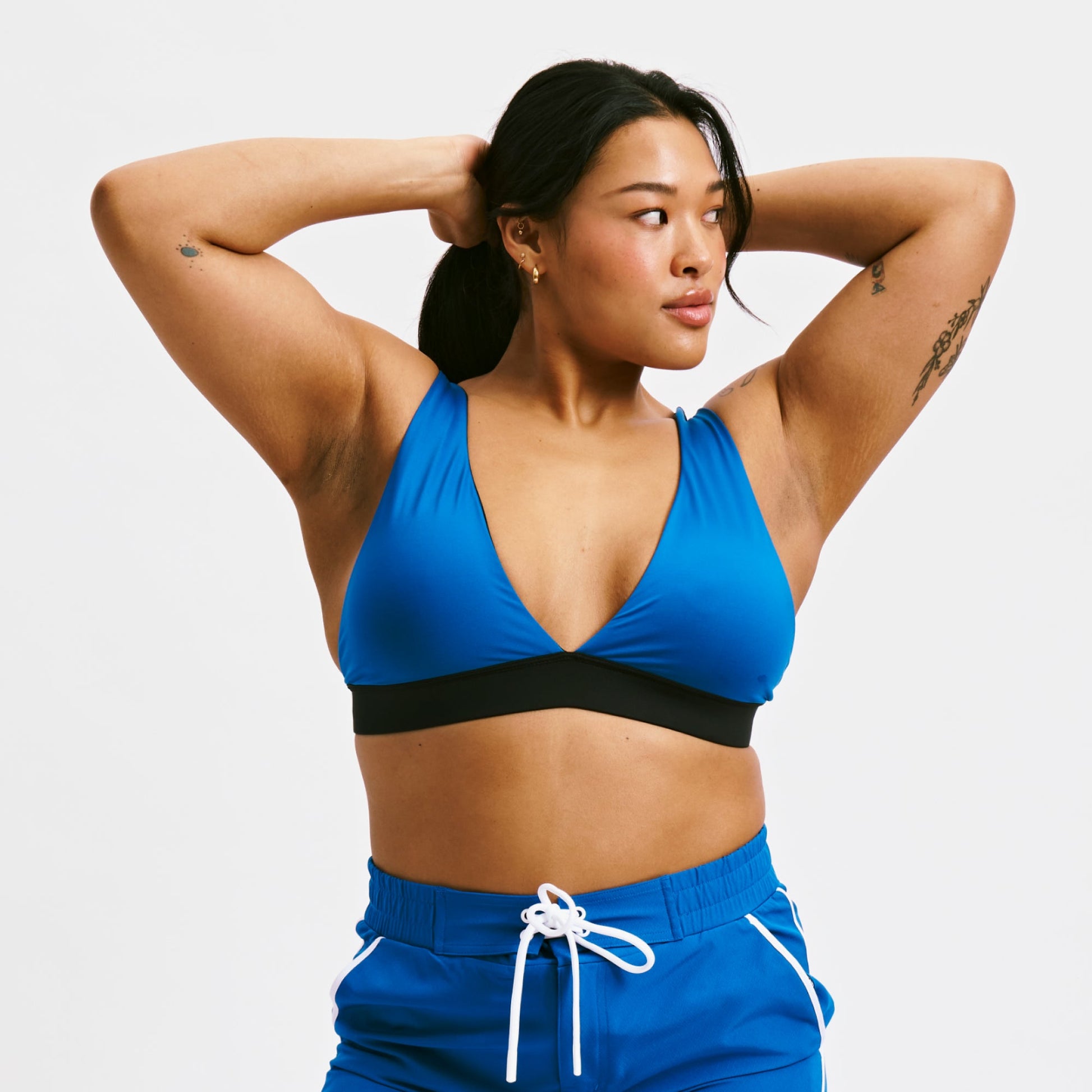TomboyX Swim Reversible Plunge Top - Marina Blue