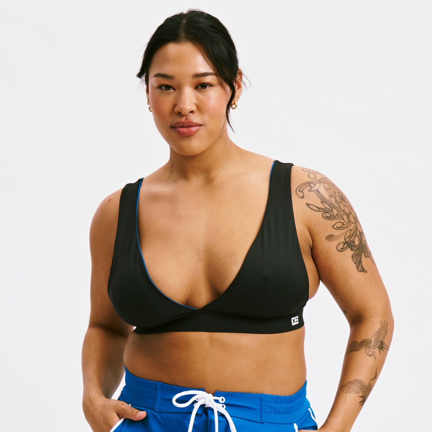 TomboyX Swim Reversible Plunge Top - Marina Blue