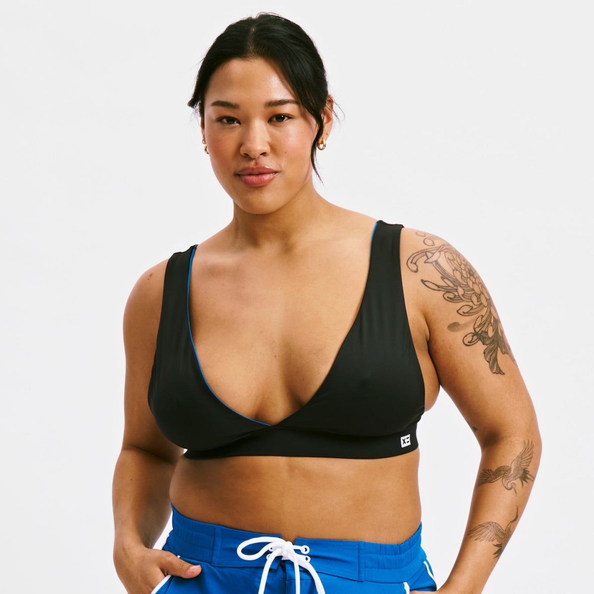 TomboyX Swim Reversible Plunge Top - Marina Blue