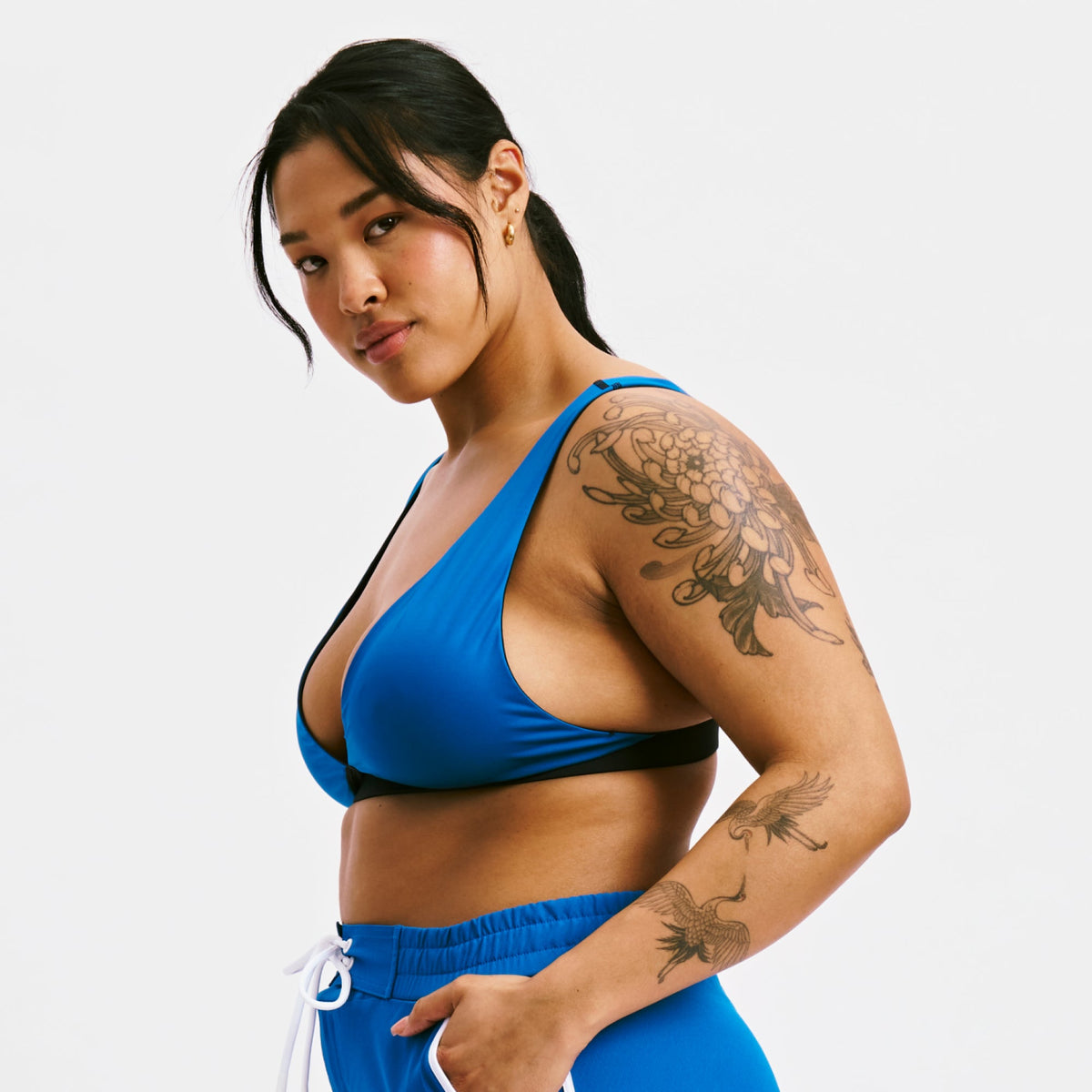 TomboyX Swim Reversible Plunge Top - Marina Blue