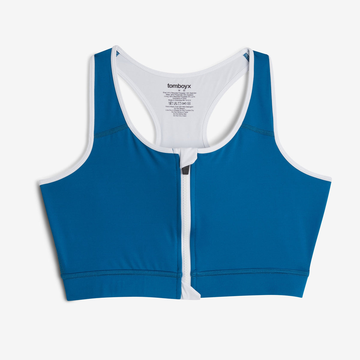 TomboyX Swim Racerback Zip Compression Top - Marina Blue