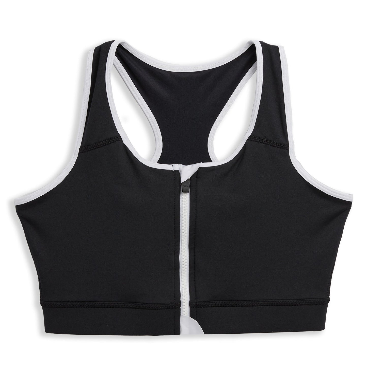 TomboyX Swim Racerback Zip Compression Top - Black Novelty