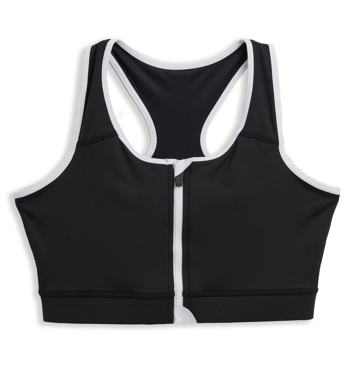 TomboyX Swim Racerback Zip Compression Top - Black Novelty