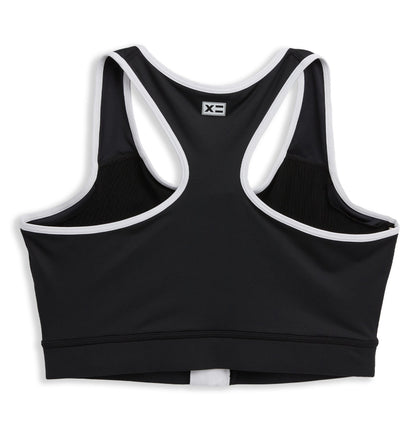 TomboyX Swim Racerback Zip Compression Top - Black Novelty