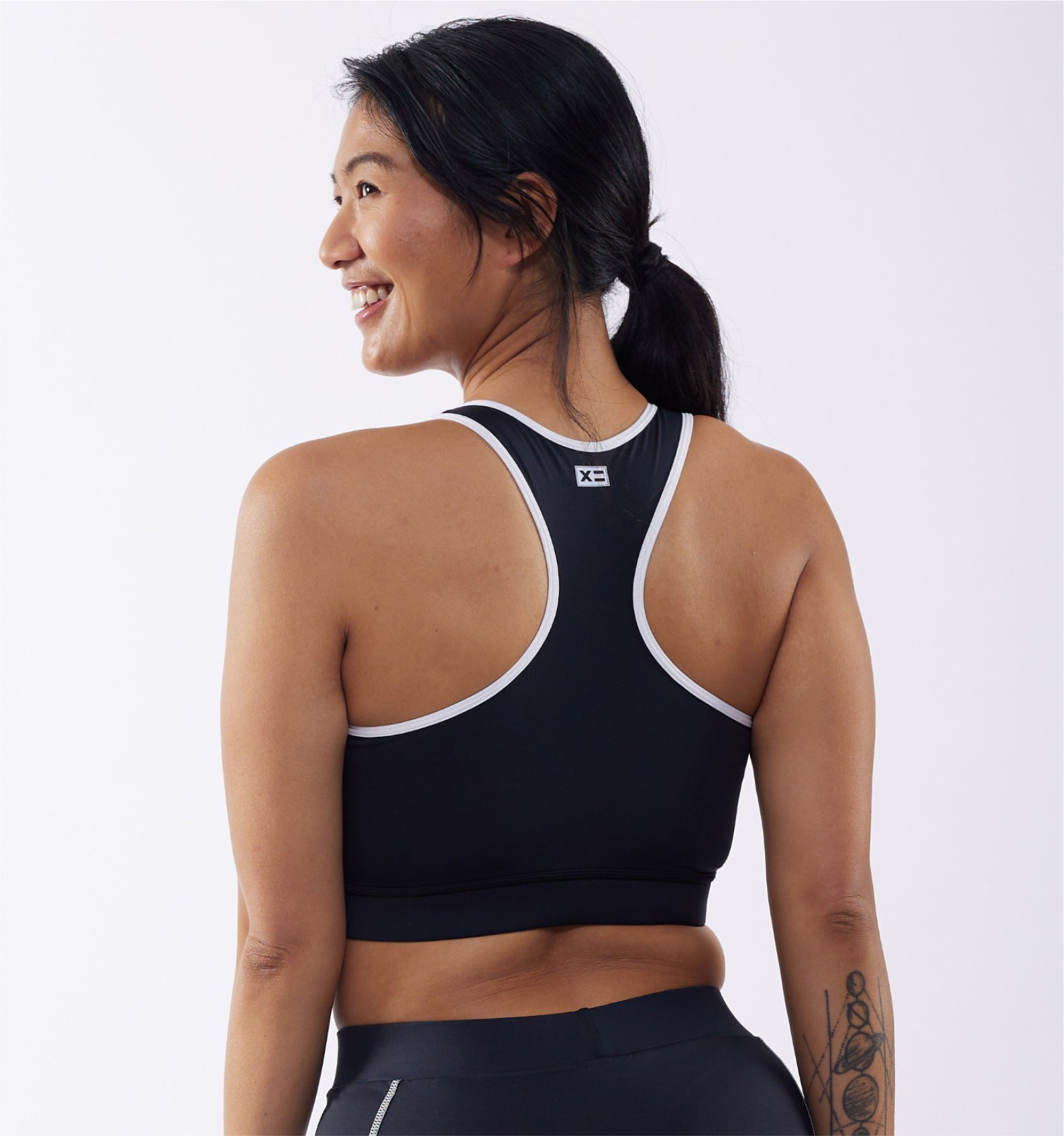TomboyX Swim Racerback Zip Compression Top - Black Novelty