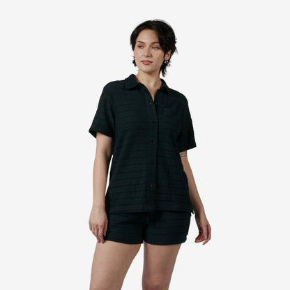 TomboyX Crochet Cabana Shirt - Black